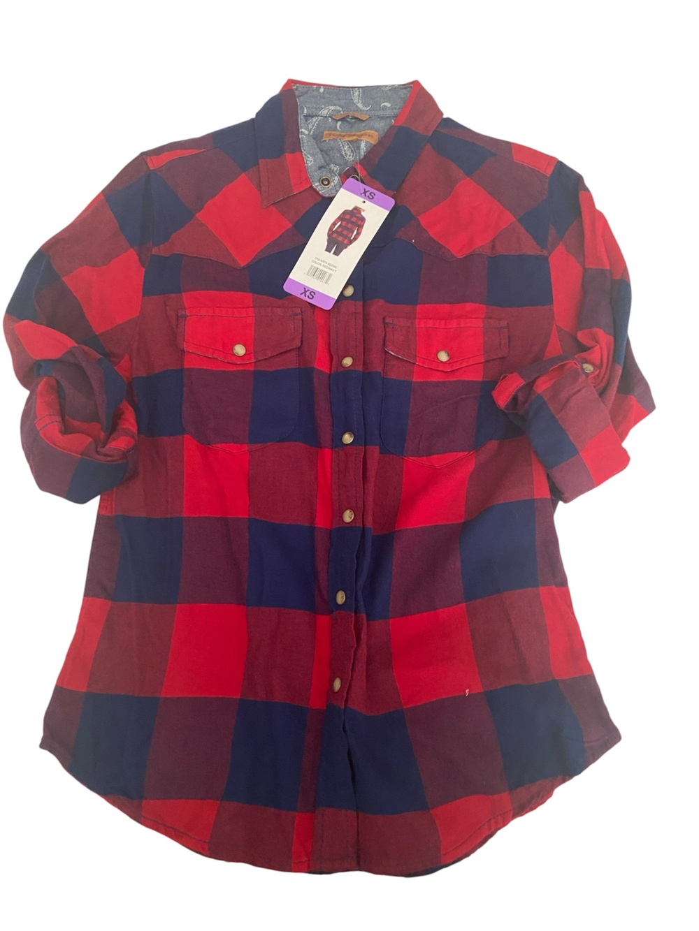 NWT JACHS GIRLFRIEND PLAID FLANNEL BUTTON DOWN SHIRT SIZE XS